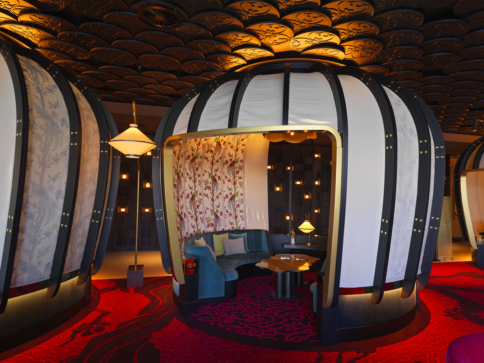 teahouse seating area in lounge bar
